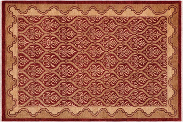 handmade Transitional Kafkaz Chobi Ziegler Red Tan Hand Knotted RECTANGLE 100% WOOL area rug 6 x 9